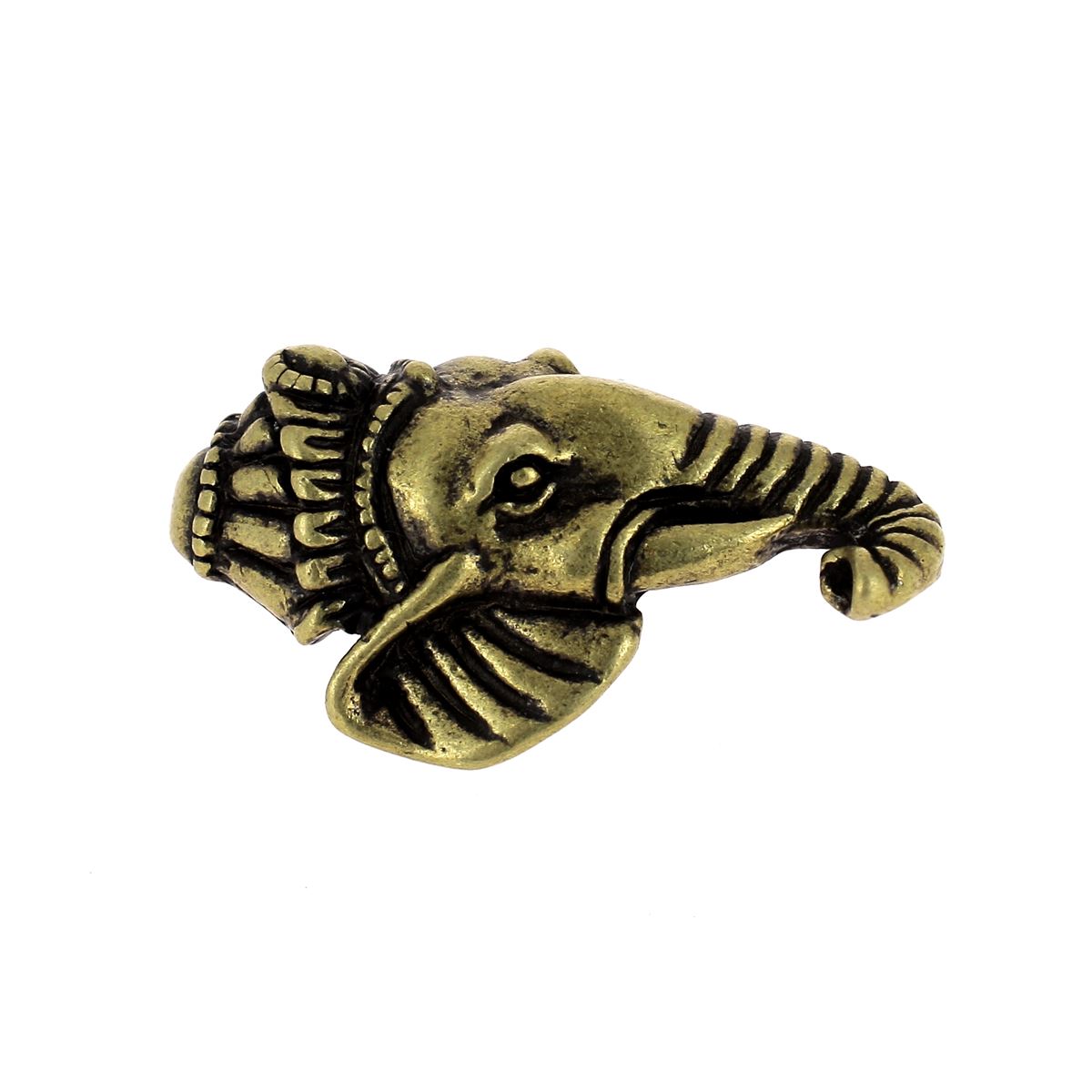 Concho à visser en laiton avec motif éléphant Ganesh, dimensions 23x35mm, accessoire décoratif en métal.