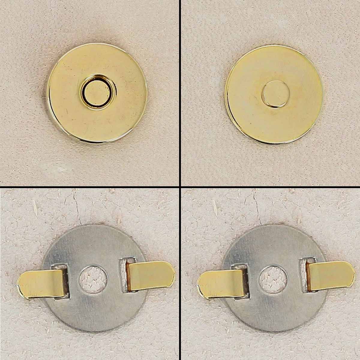 Fermoir TOP magnétique rond en doré clair, accessoire pour bijoux, diamètre 14 mm, détail de conception élégante.