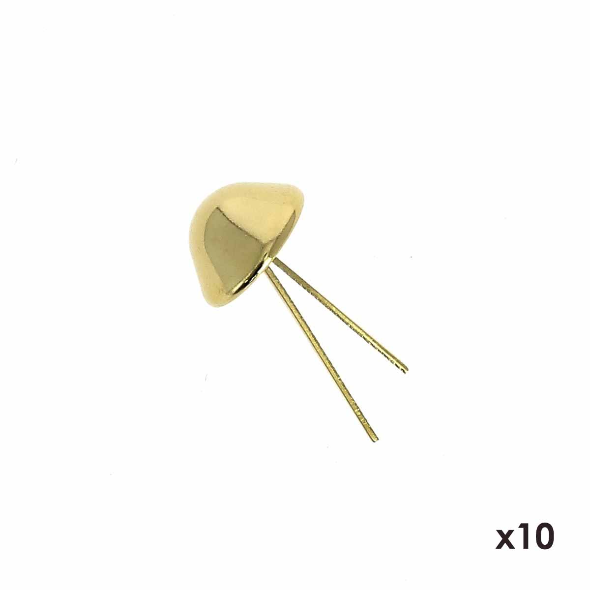 Lot de 10 pieds de sac coniques dorés et clairs, 12 mm, accessoires pour sacs, idéal pour stabiliser et décorer.