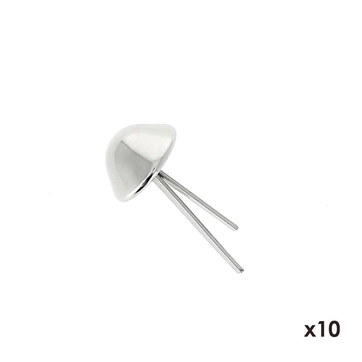 Lot de 10 pieds de sac coniques en acier nickelé, accessoires pour sacs, 12 mm, design conique.
