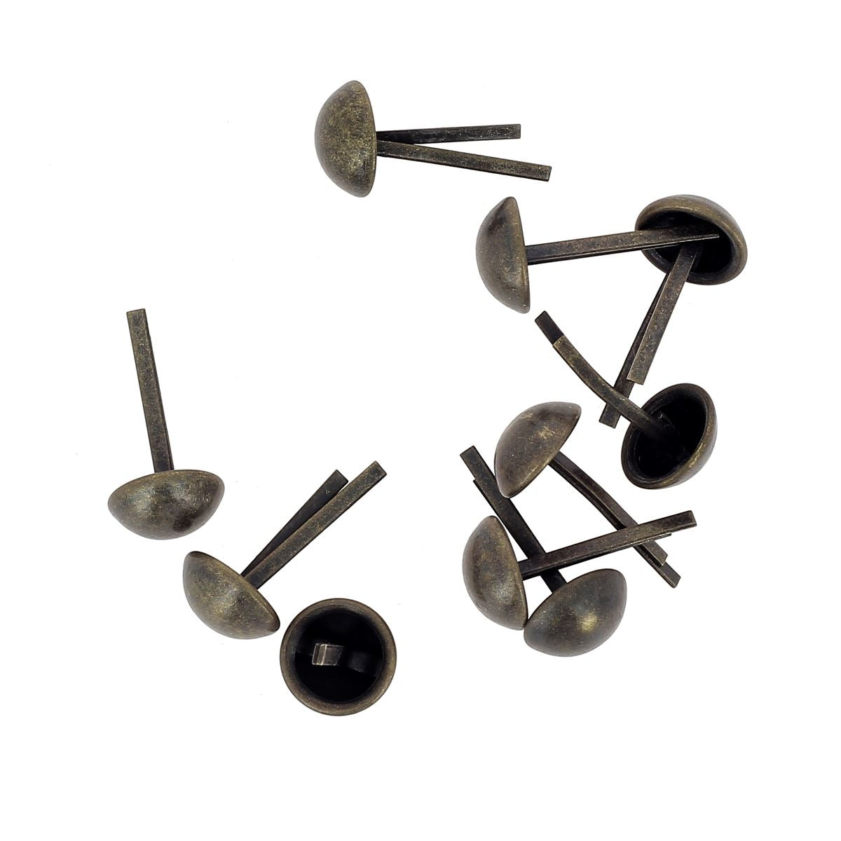 Lot de 10 pieds de sac ronds en laiton vieilli, 12 mm, accessoires pour sacs, design élégant et durable.