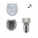Fermeture pour pochette TUCK de 15x27mm en nickel, accessoire pour sac ou pochette, image montrant la fermeture en détail
