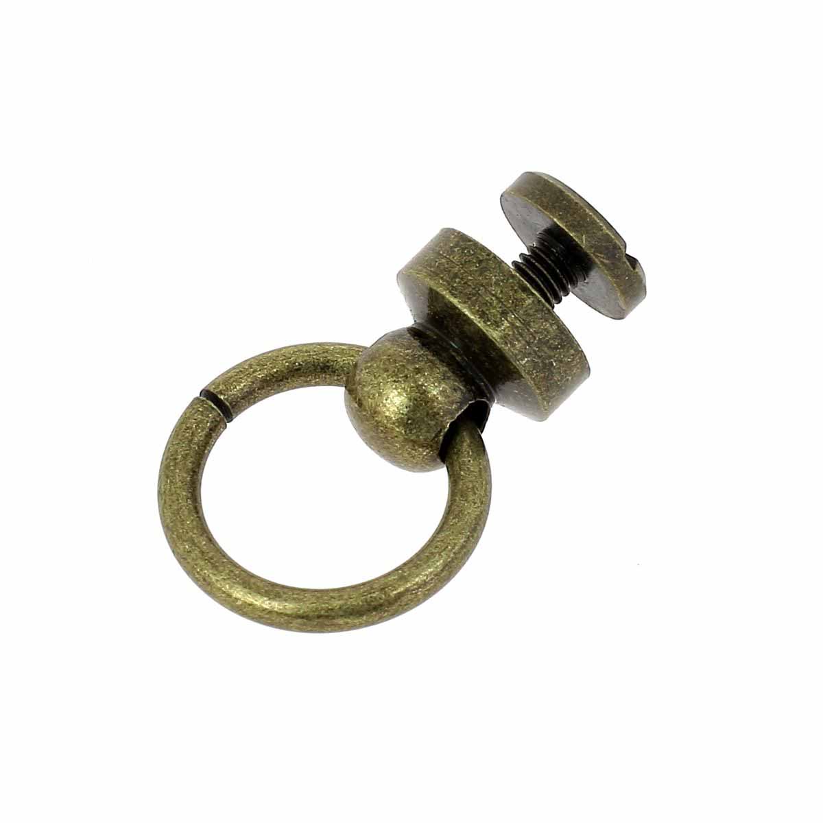 Bouton de col en laiton vieilli avec anneau de 11mm, accessoire de mode élégant et vintage.