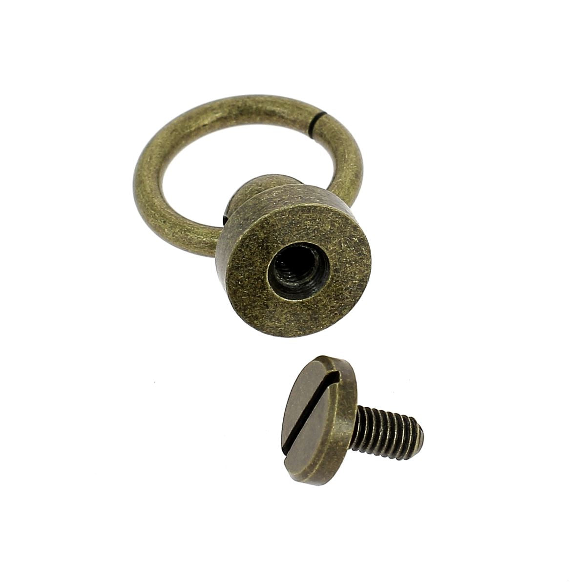 Bouton de col en laiton vieilli avec anneau de 11mm, accessoire de mode élégant et vintage.
