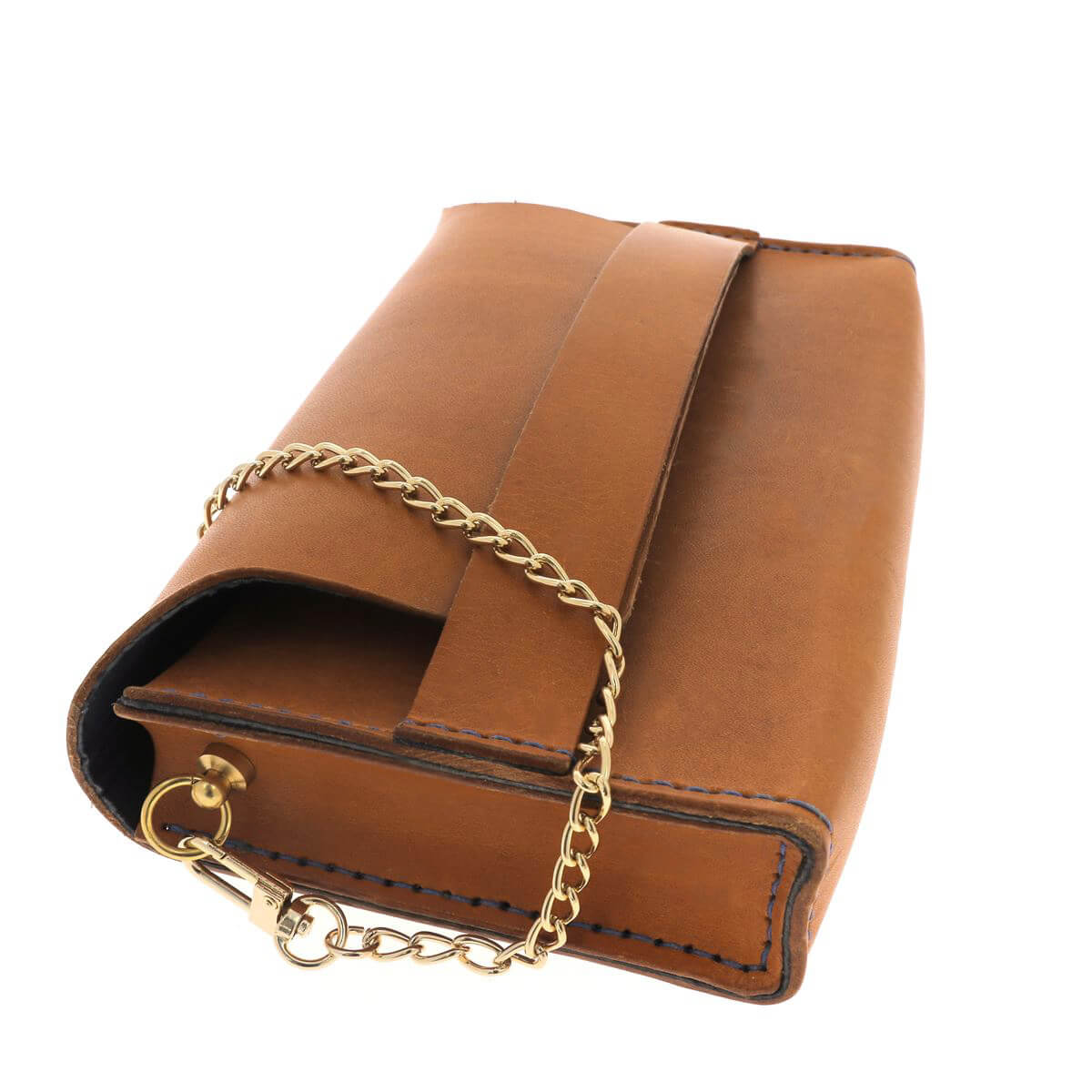 Demi-chaîne de sac en métal laiton avec bouton et anneau, accessoire pour sac Sofia, longueur 35cm, finition élégante.