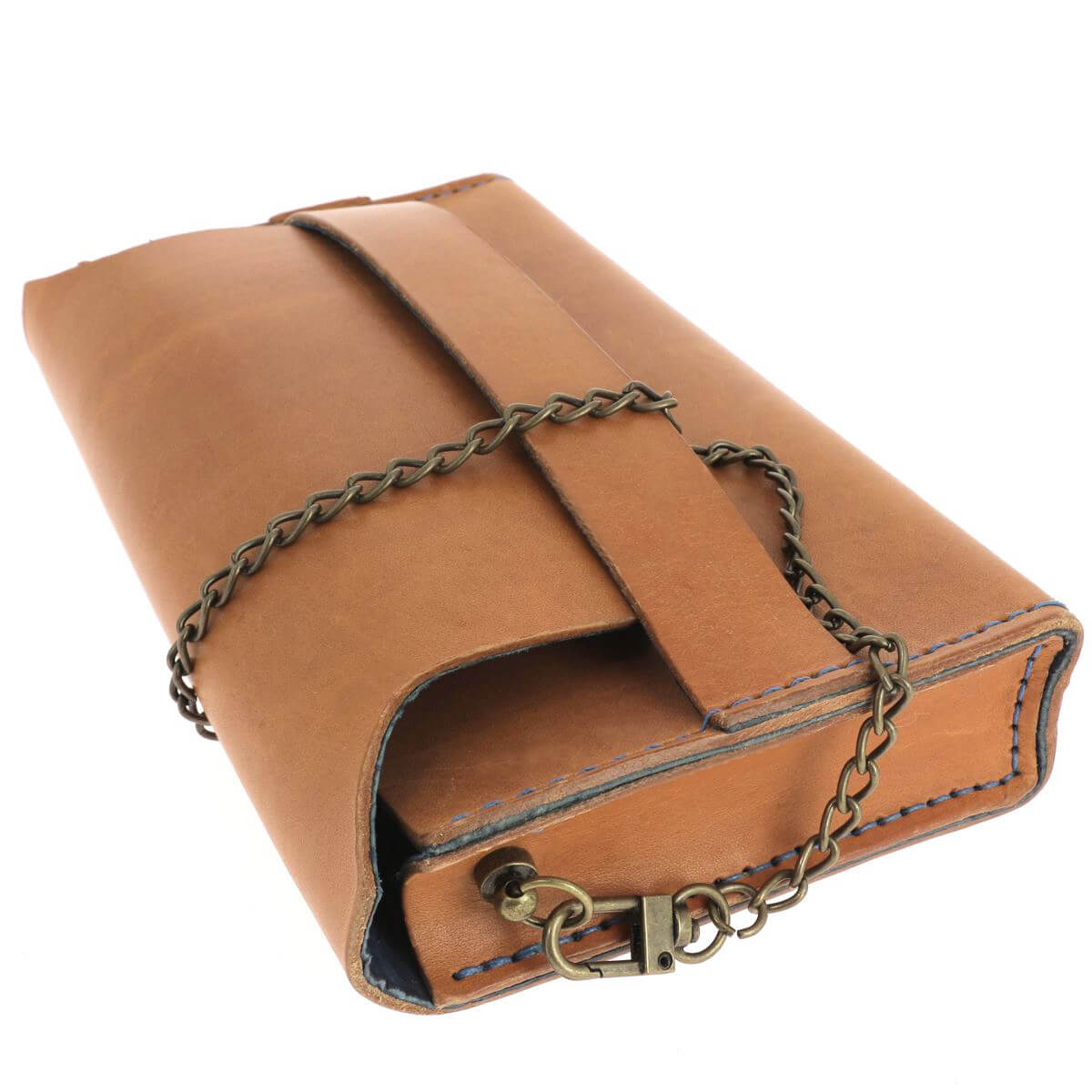 Demi-chaîne de sac en métal laiton vieilli avec bouton et anneau, accessoire Sofia de 35 cm, pour sac à main élégant.