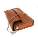 Demi-chaîne de sac en métal de 35 cm avec bouton et anneau, accessoire Sofia pour sac en métal argenté.