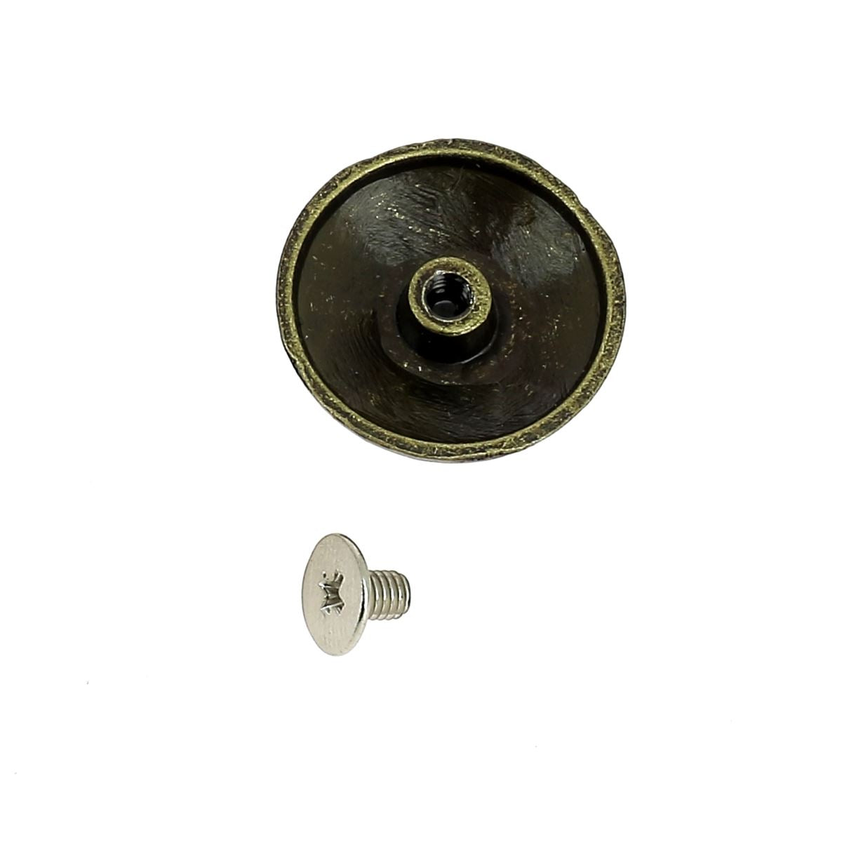 Concho à visser rond Zalij de 20mm, accessoire en métal pour décoration ou fixation, image montrant le produit.