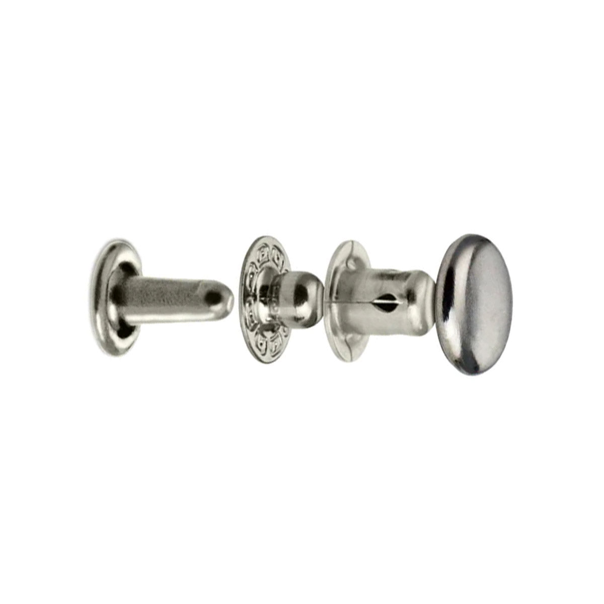 Lot de 10 boutons pression SEGMA SNAPS Line 16 de 10 mm en métal nickelé, accessoires de couture Ivan.