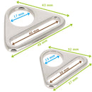 Anneau triangle en nickel, pièce de bouclerie, montré dans une image claire avec détails de la forme et de la finition.