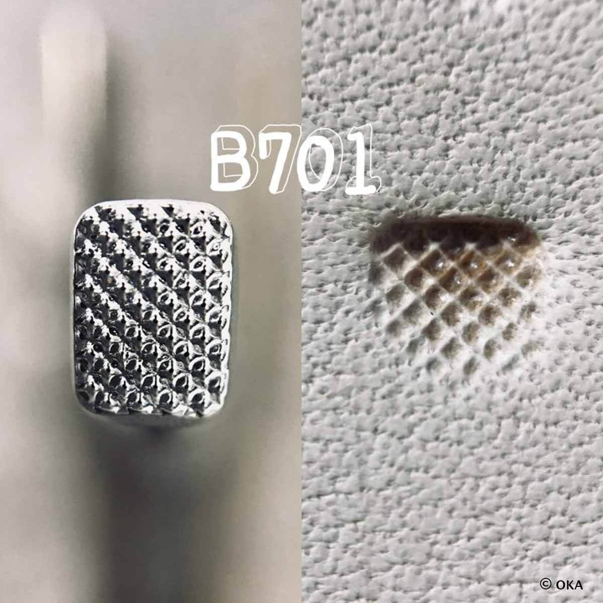 Matoir sur manche Oka avec beveler à gros quadrillage 4,5mm, outil robuste pour le travail du bois.