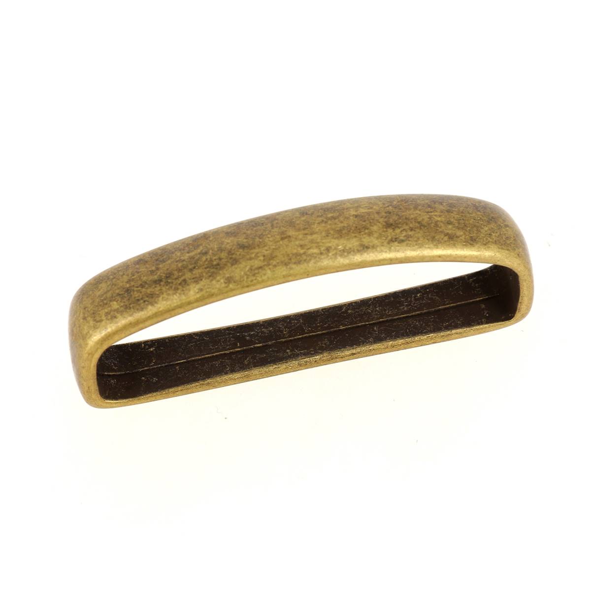 Passant de ceinture en zamac avec boucle en cuir, accessoire pour ceinture, finition métallique brillante.