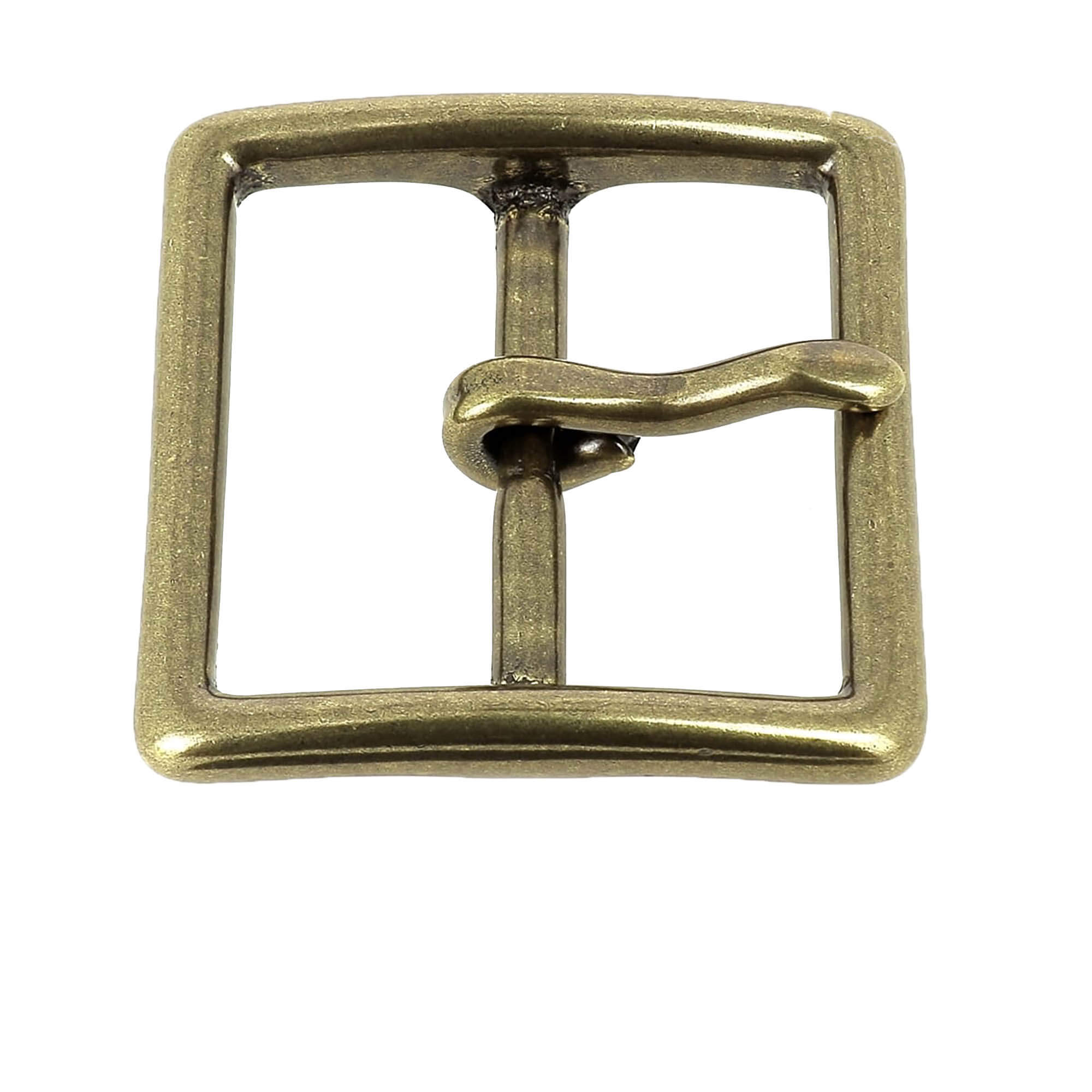 Boucle de ceinture double en laiton massif, bouclerie robuste et élégante pour ceinture en cuir ou tissu.