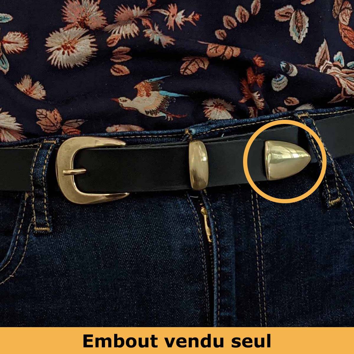 Embout de ceinture TAM en laiton vieilli de 25 mm, boucle de bouclerie pour ceintures en cuir ou tissu.