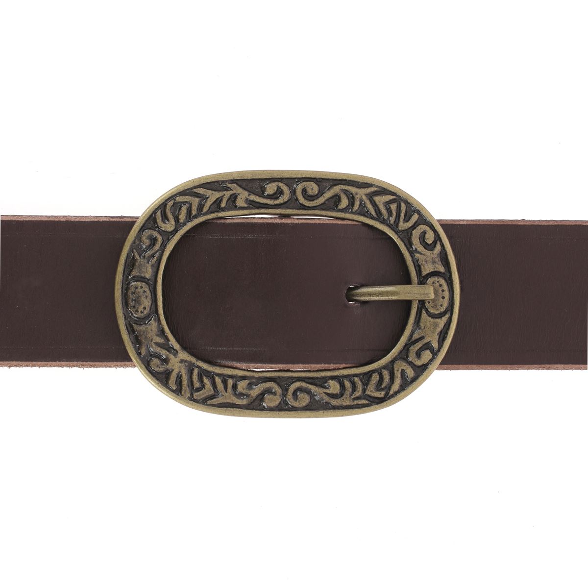 Boucle de ceinture double en laiton massif PHU, finition laiton vieilli, 34mm, accessoire de bouclerie pour ceinture.