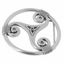 Boucle de ceinturon triskèle en argent vieilli de 40 mm, style bouclerie, illustration de design unique et finition élégante