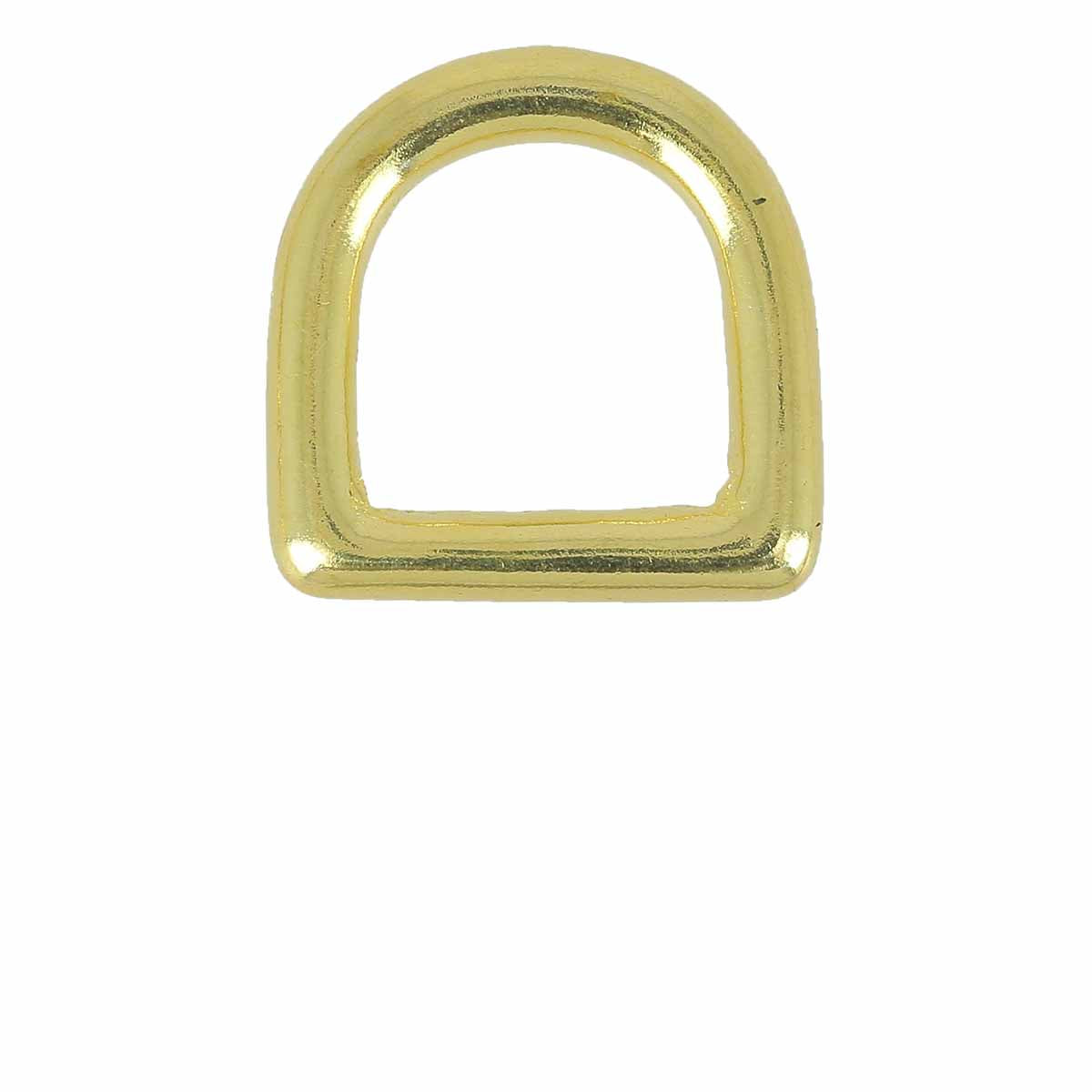 Anneau demi-rond en laiton pour bouclerie, image montrant un anneau métallique doré avec une finition lisse.
