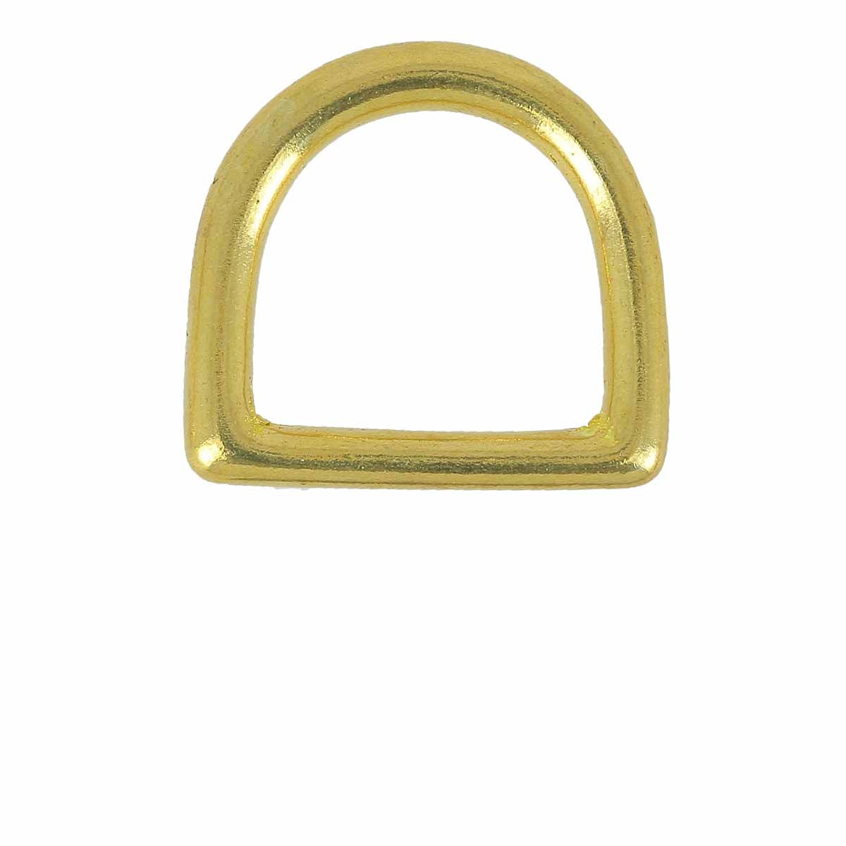 Anneau demi-rond en laiton, pièce de bouclerie, visible avec finition lisse et couleur dorée, fabriqué par diverses marques.