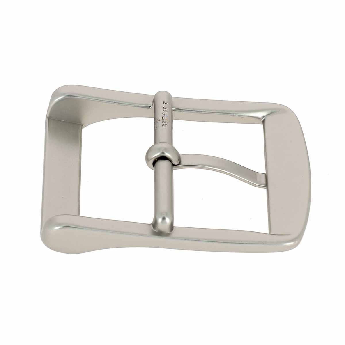 Boucle de ceinture en nickelé mat avec passant pour ceinture THÉ, bouclerie de style élégant et durable.