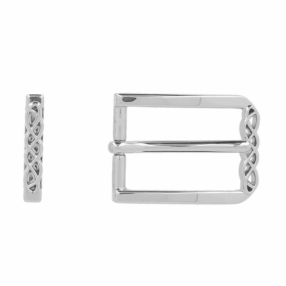 Boucle de ceinture et passant IVA en nickelé de 25 mm, pièce de bouclerie pour ceintures en cuir ou tissu.