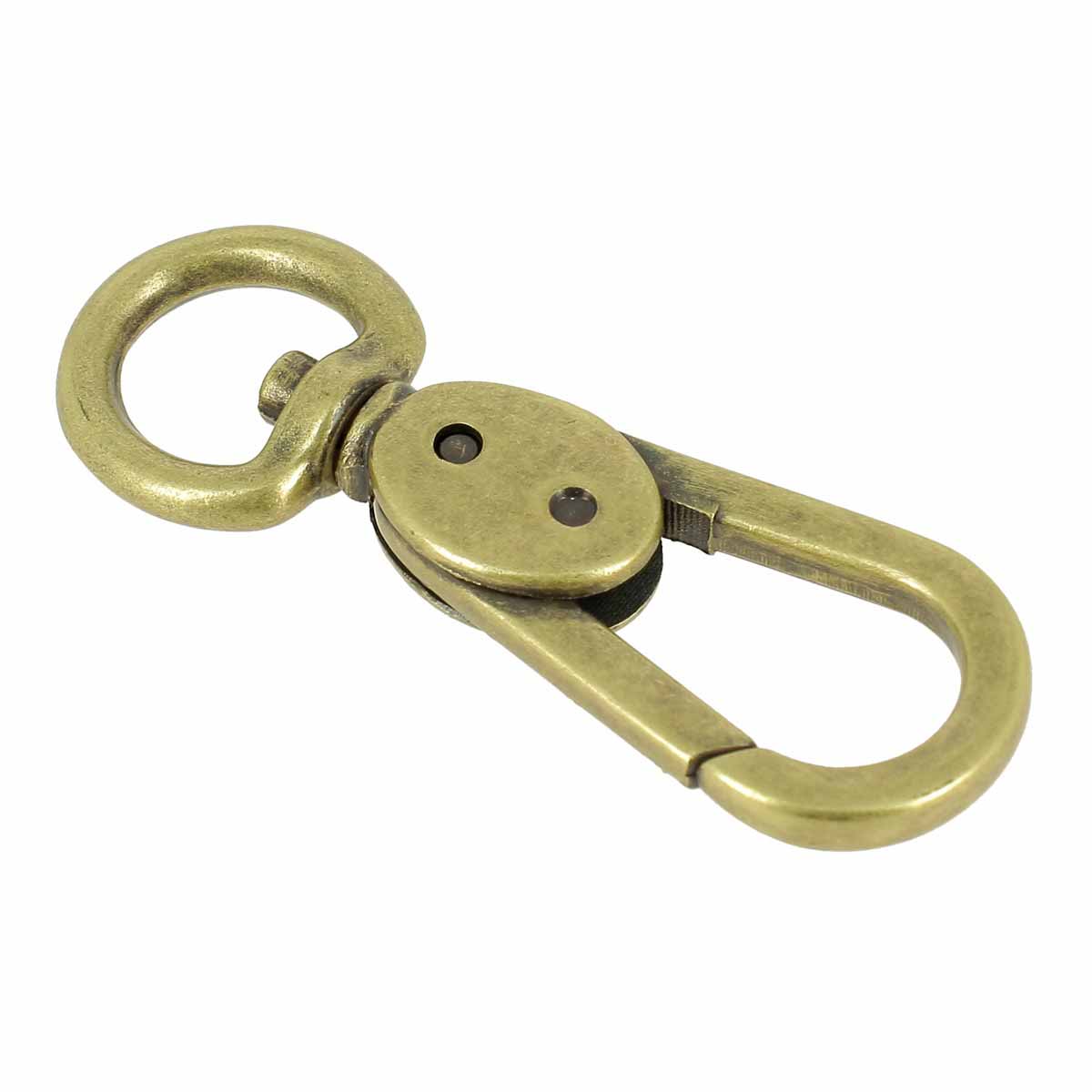 Mousqueton tournant en laiton vieilli, attache ronde de 11 mm, boucle de bouclerie pour fixation ou décoration.
