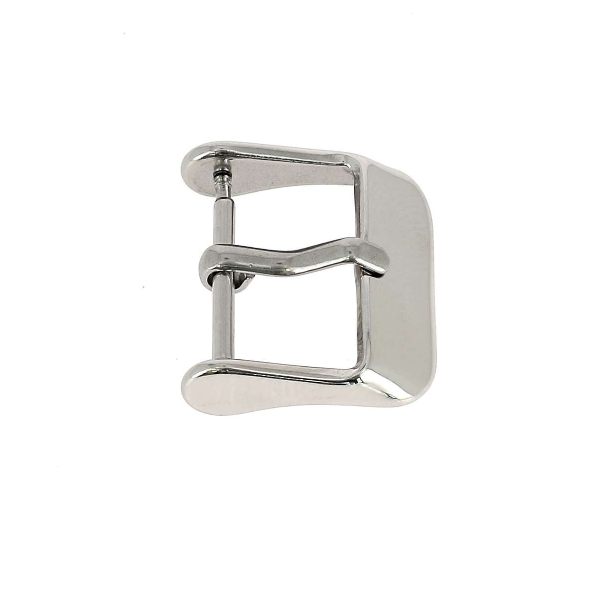 Boucle pour bracelet de montre en inox, style boucle de bijouterie, avec finition métallique brillante.