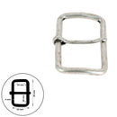 Boucle de ceinture en fil rond ABY, bouclerie en métal finition argentée, détails de la boucle visible.