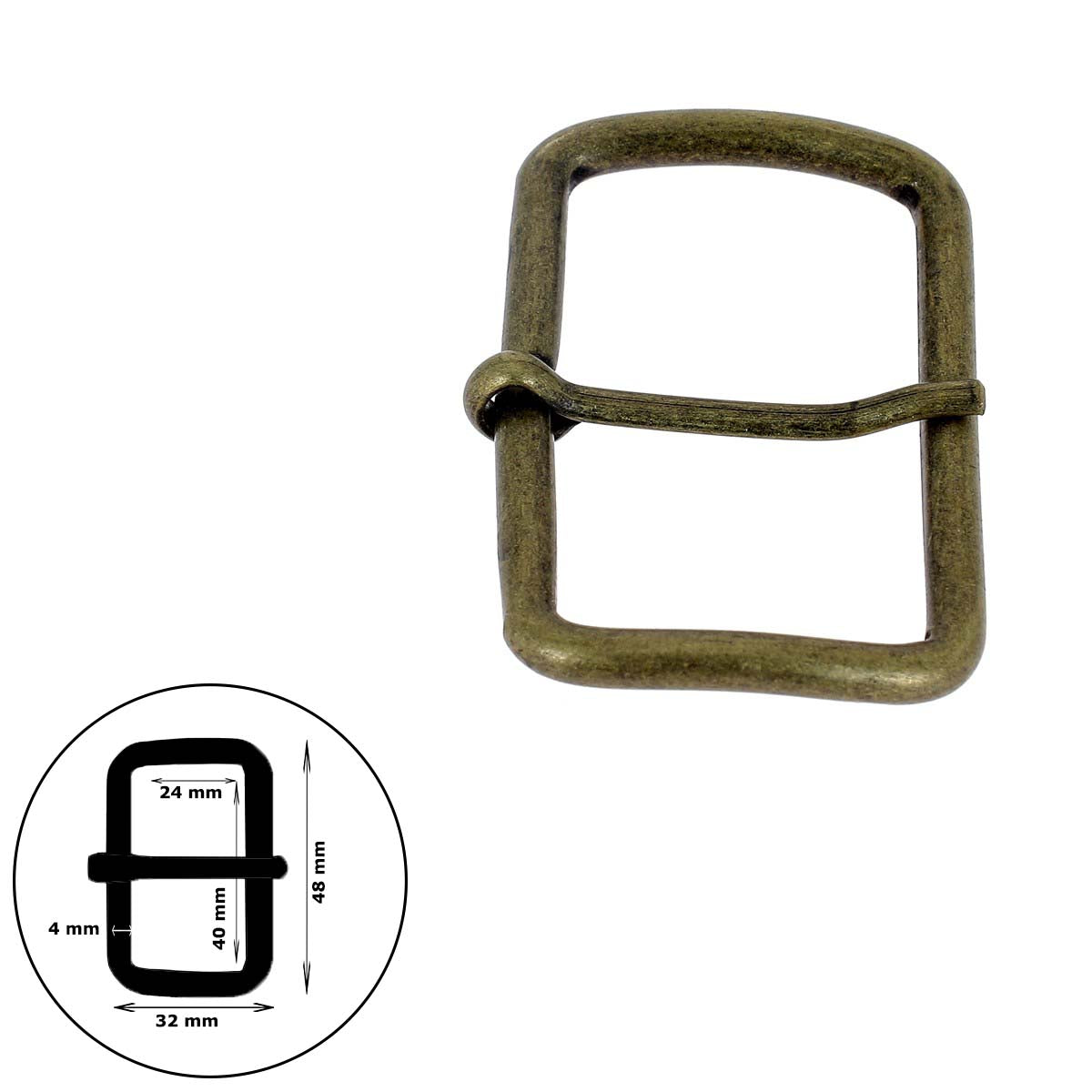 Boucle de ceinture en fil rond ABY, pièce de bouclerie élégante et robuste pour ceinture en cuir ou tissu.