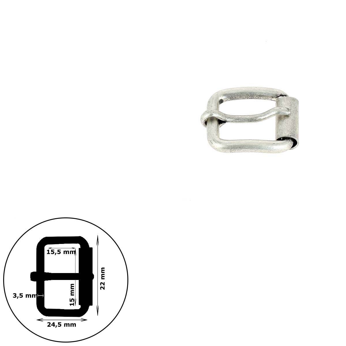 Boucle de ceinture en fil rond à rouleau BAO, ferme et élégante, pour accessoires de mode et maroquinerie.