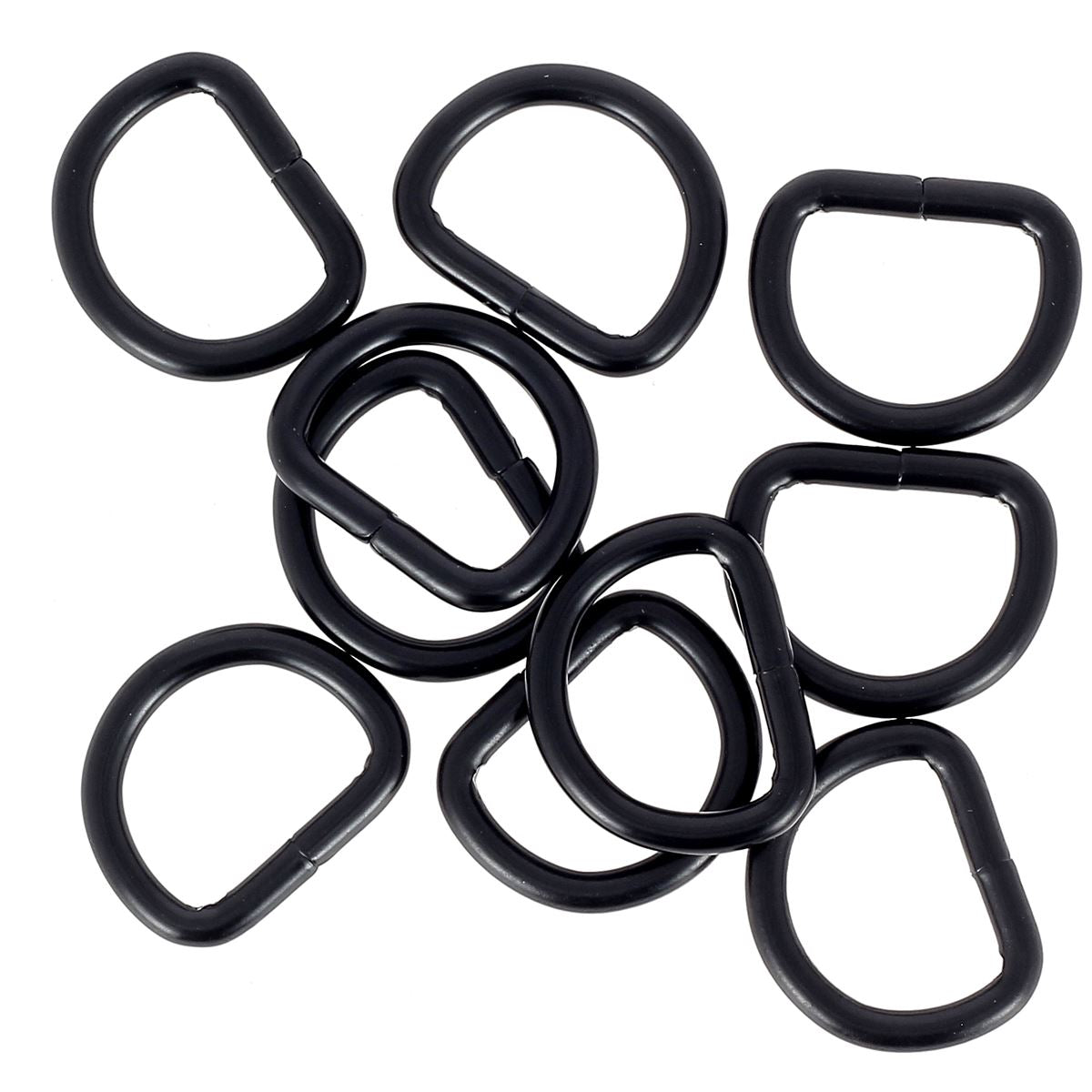 Lot de 10 anneaux demi-rond soudés en acier noir mat, boucle de fixation robuste, diamètre 16 mm.