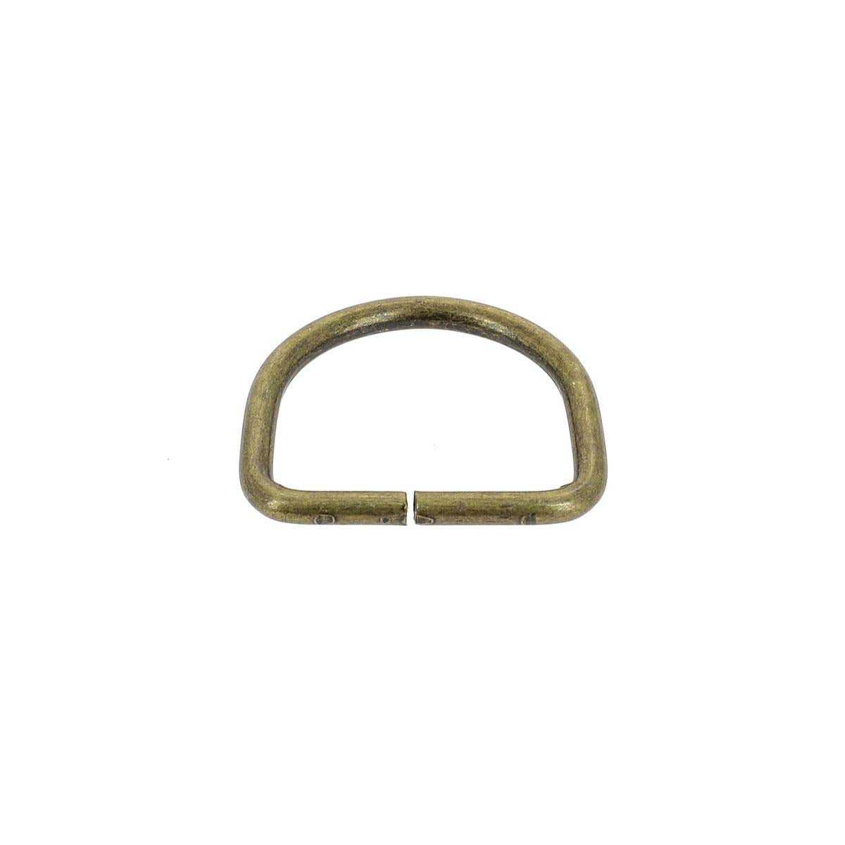 Anneau demi rond en acier laiton vieilli de 25 mm, bouclerie de qualité, visible avec finition patinée.