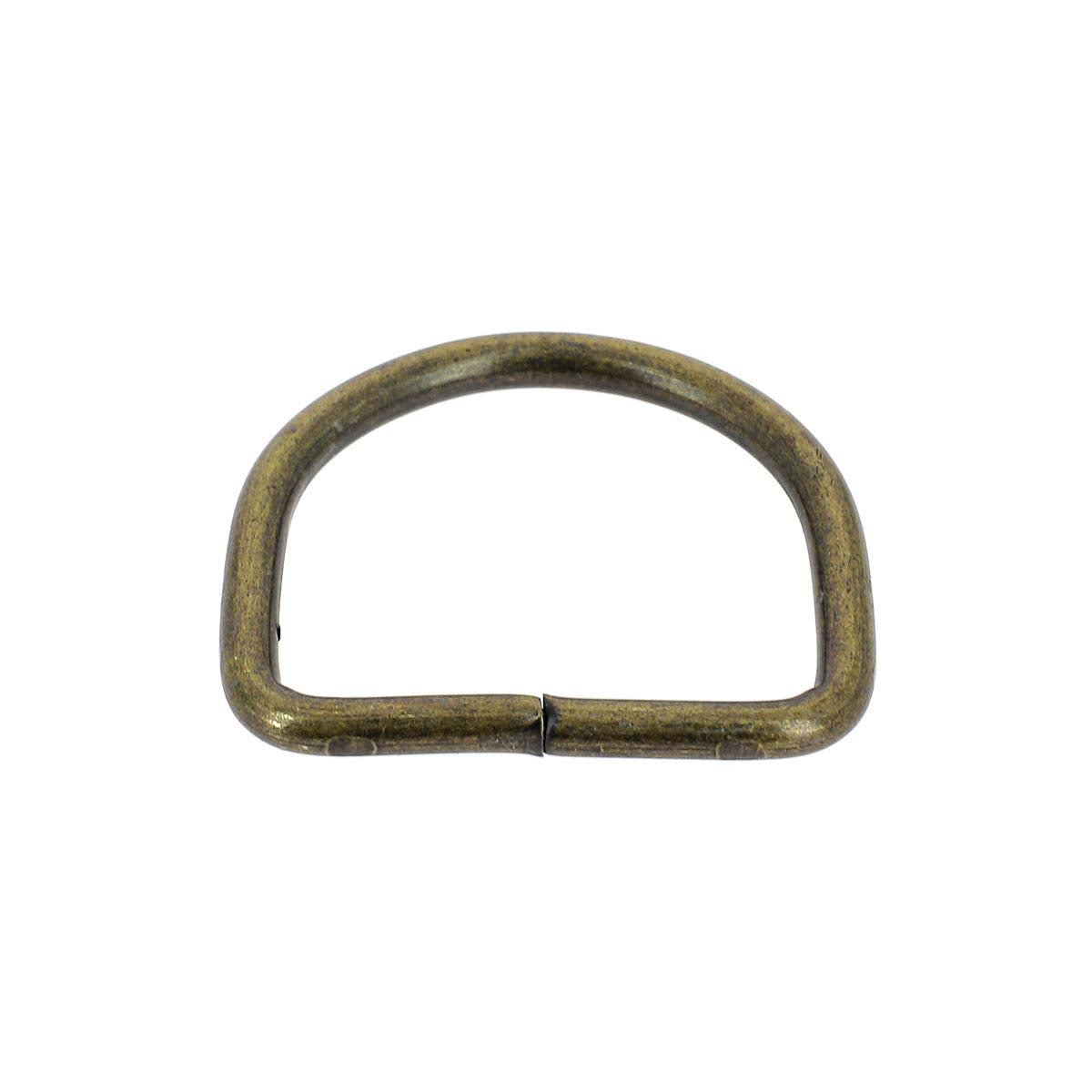 Anneau demi-rond en acier et laiton vieilli, 35 mm, bouclerie pour création de bijoux ou artisanat.