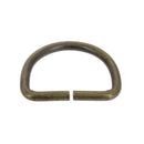 Anneau demi-rond en acier laiton vieilli, bouclerie de 40 mm, avec une finition patinée brun doré.