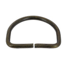 Anneau demi-rond en acier avec finition laiton vieilli, bouclerie de 50 mm pour artisanat ou maroquinerie.