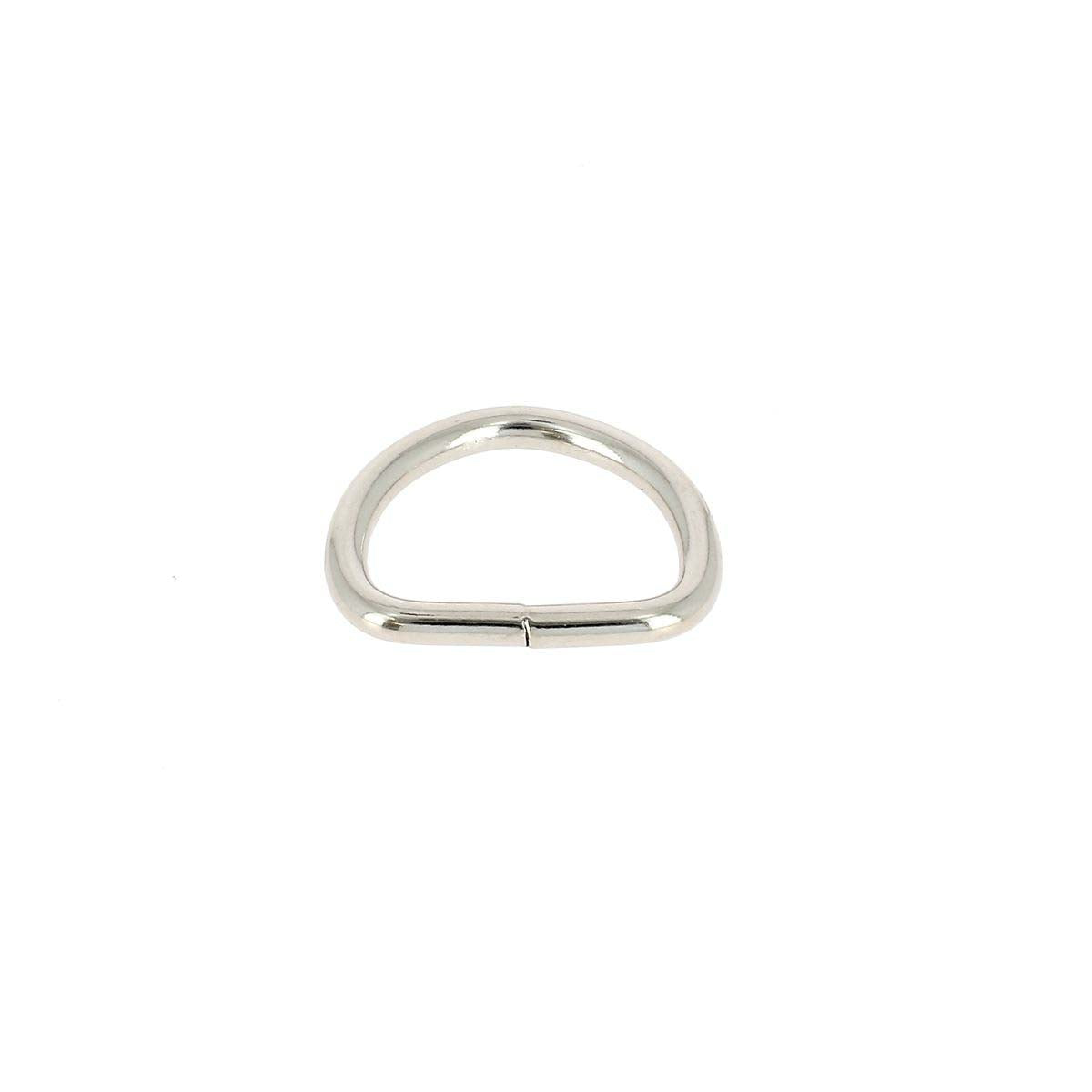 Anneau demi-rond soudé en acier nickelé, bouclerie de 20 mm pour cuir ou artisanat, fabriqué par Autres.