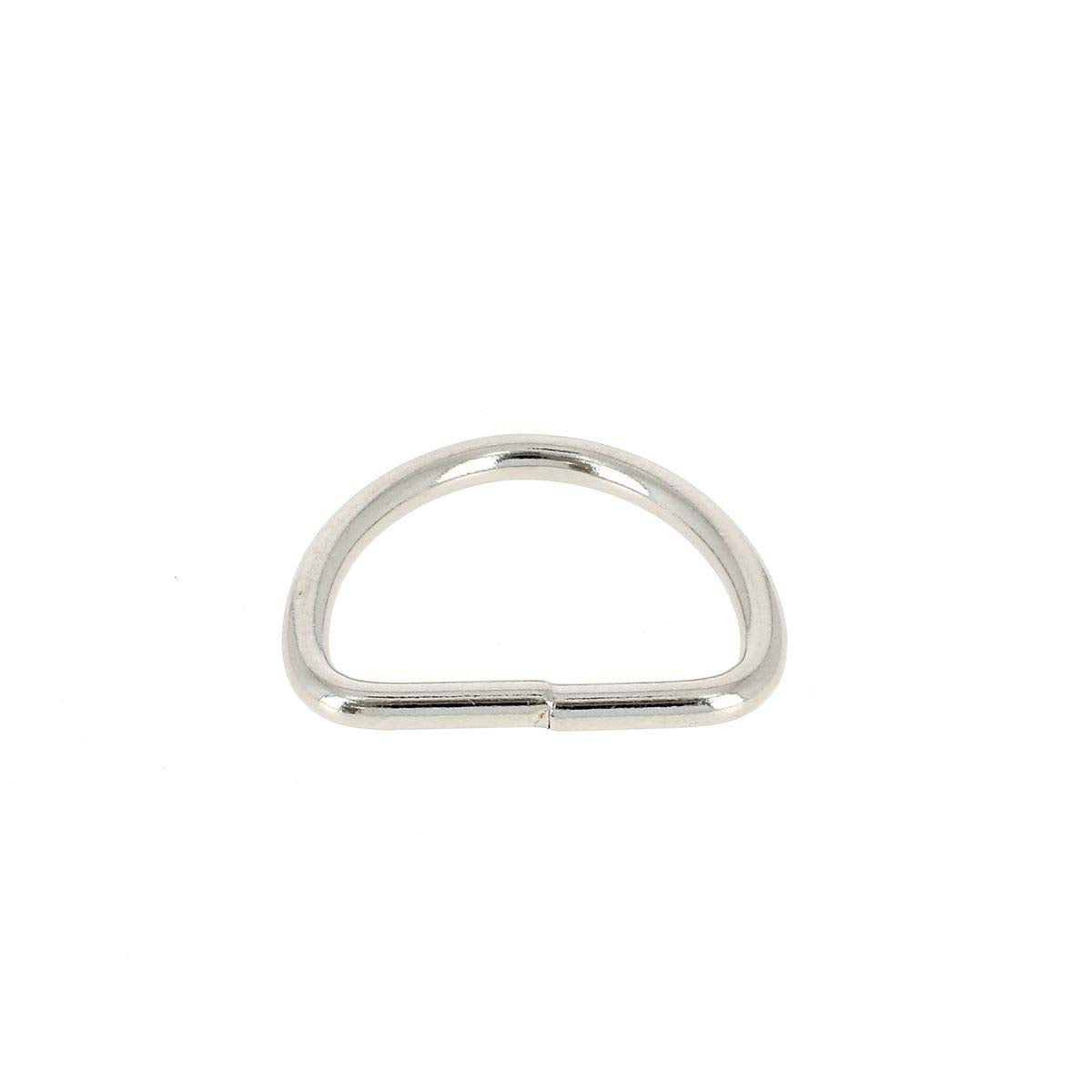 Anneau demi-rond soudé en acier nickelé, bouclerie de 25 mm pour fixation ou assemblage durable.