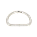 Anneau demi-rond soudé en acier nickelé, bouclerie de 38 mm, pour couture ou artisanat, image montrant la boucle métallique.