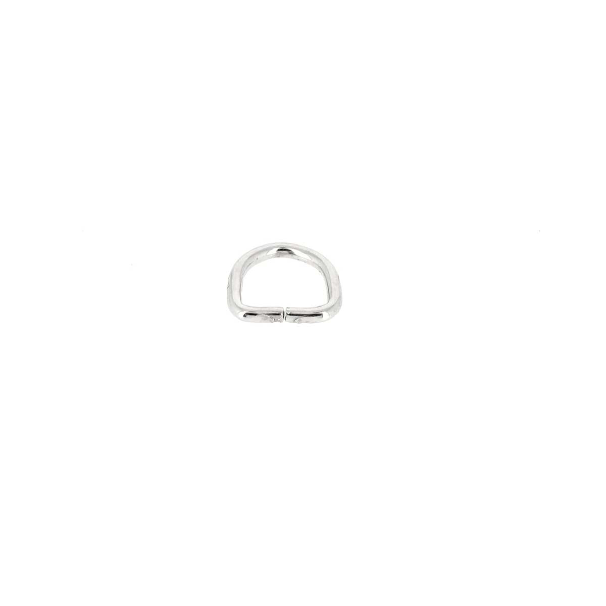 Anneau demi-rond en acier nickelé, bouclerie de 10mm, pour bijoux ou travaux de maroquinerie.