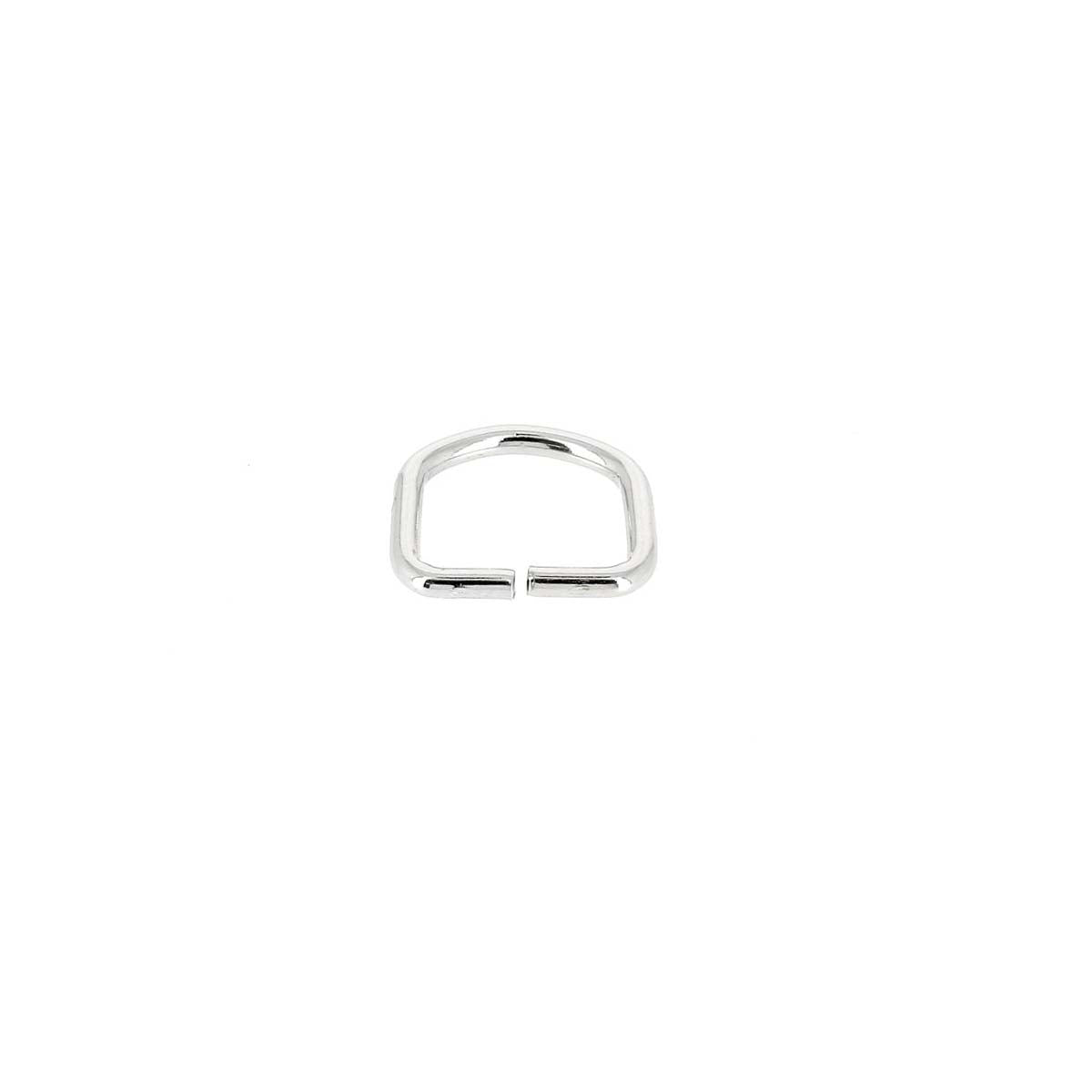 Anneau demi-rond en acier nickelé, bouclerie de 14 mm, forme semi-circulaire pour bijouterie ou création artisanale.