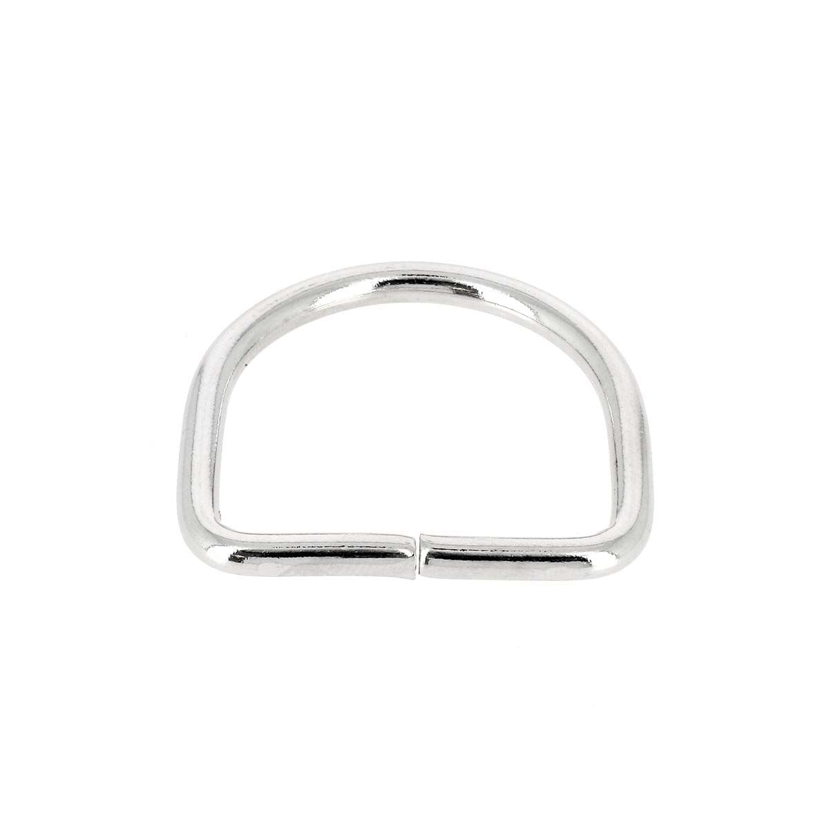 Anneau demi-rond en acier nickelé, bouclerie de 35 mm, pour fabrication de bijoux ou accessoires.