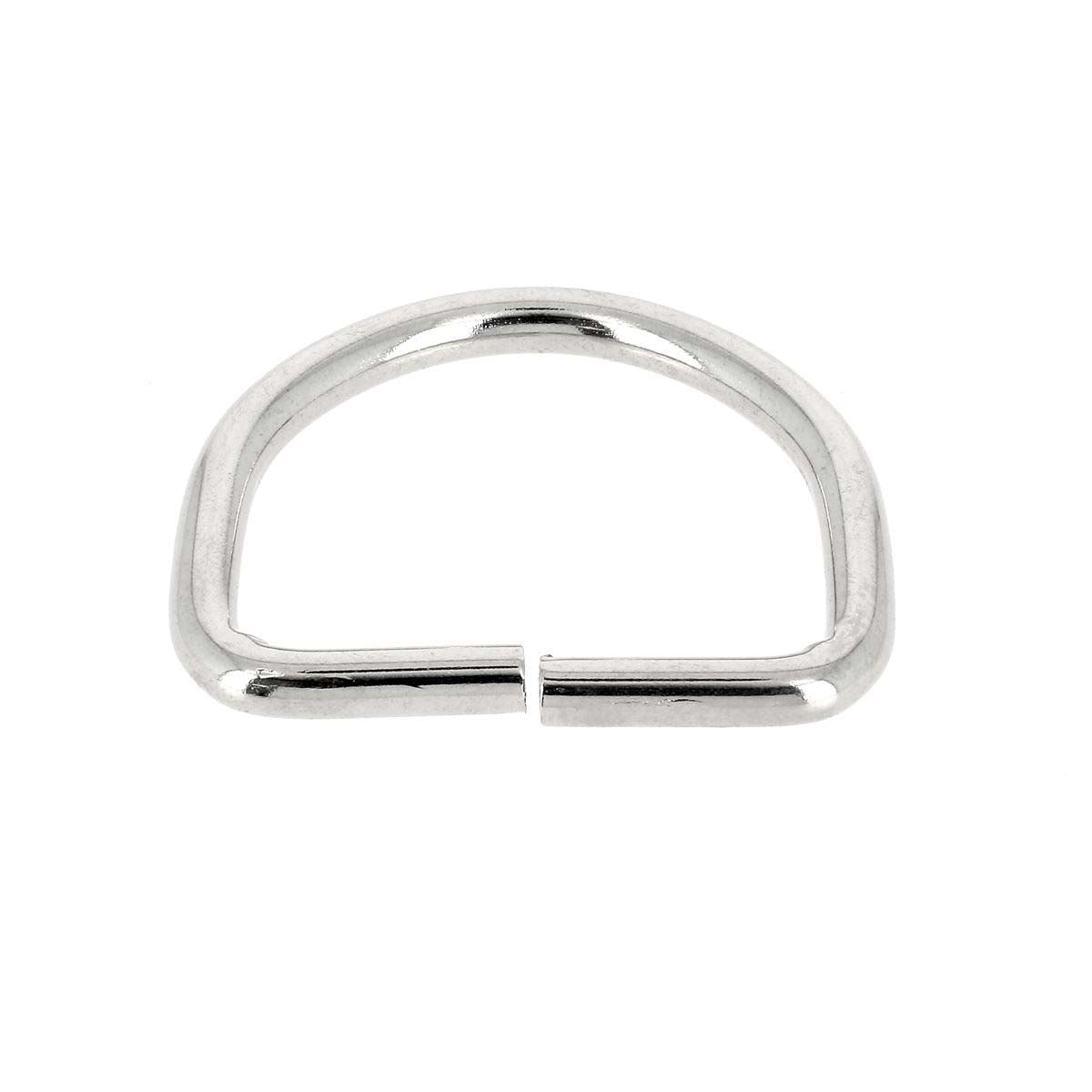 Anneau demi-rond en acier nickelé, boucle de 40 mm, pour bijoux ou artisanat, avec finition lisse et robuste.