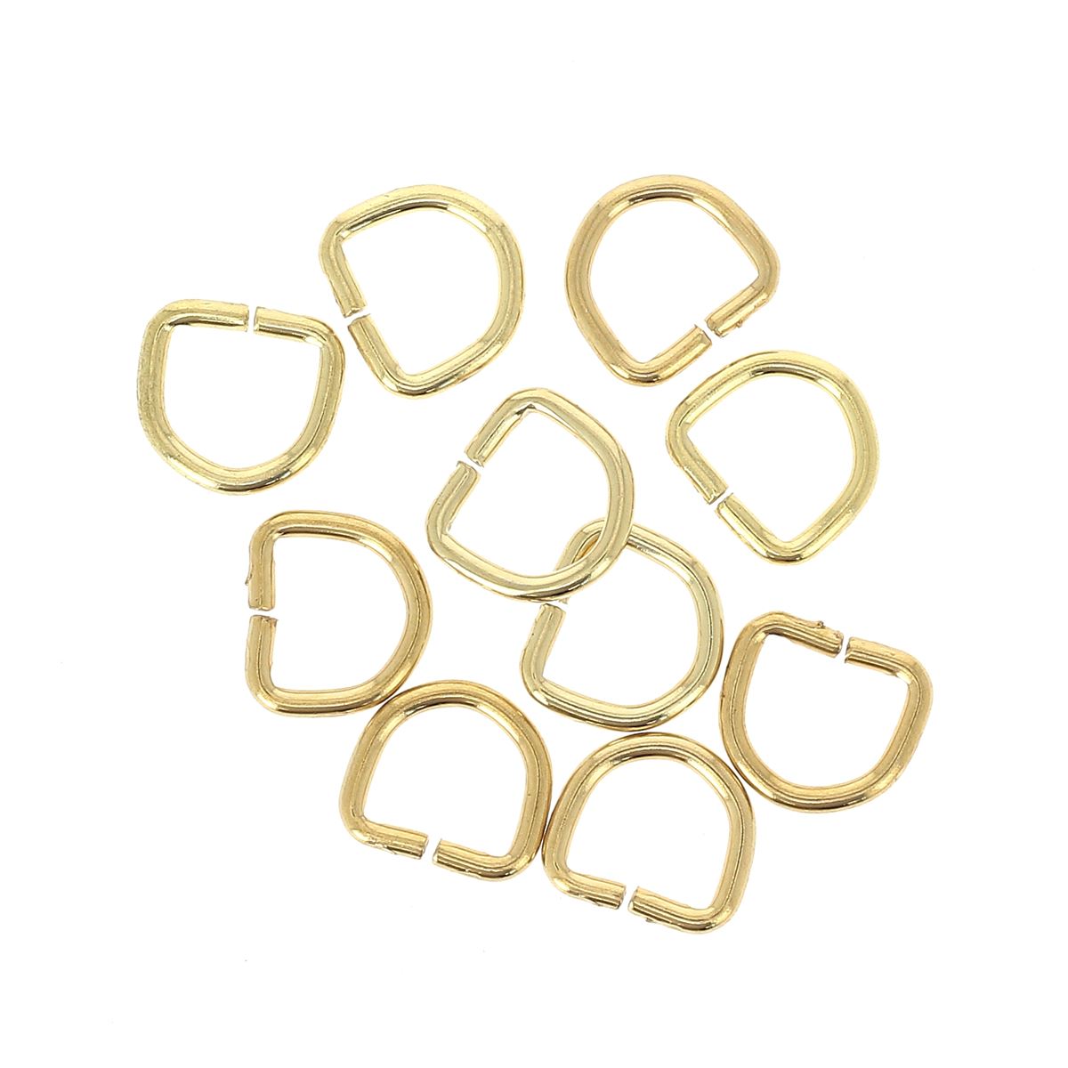 Lot de 10 anneaux demi-rond en acier doré clair, boucle de 10 mm, pour bijoux ou artisanat.