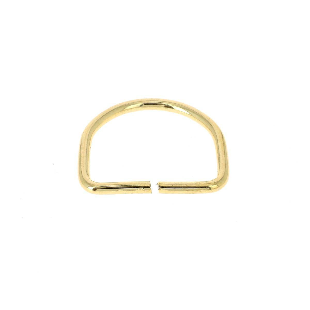 Anneau demi-rond en acier doré clair, bouclerie de 30 mm, visible en gros plan.