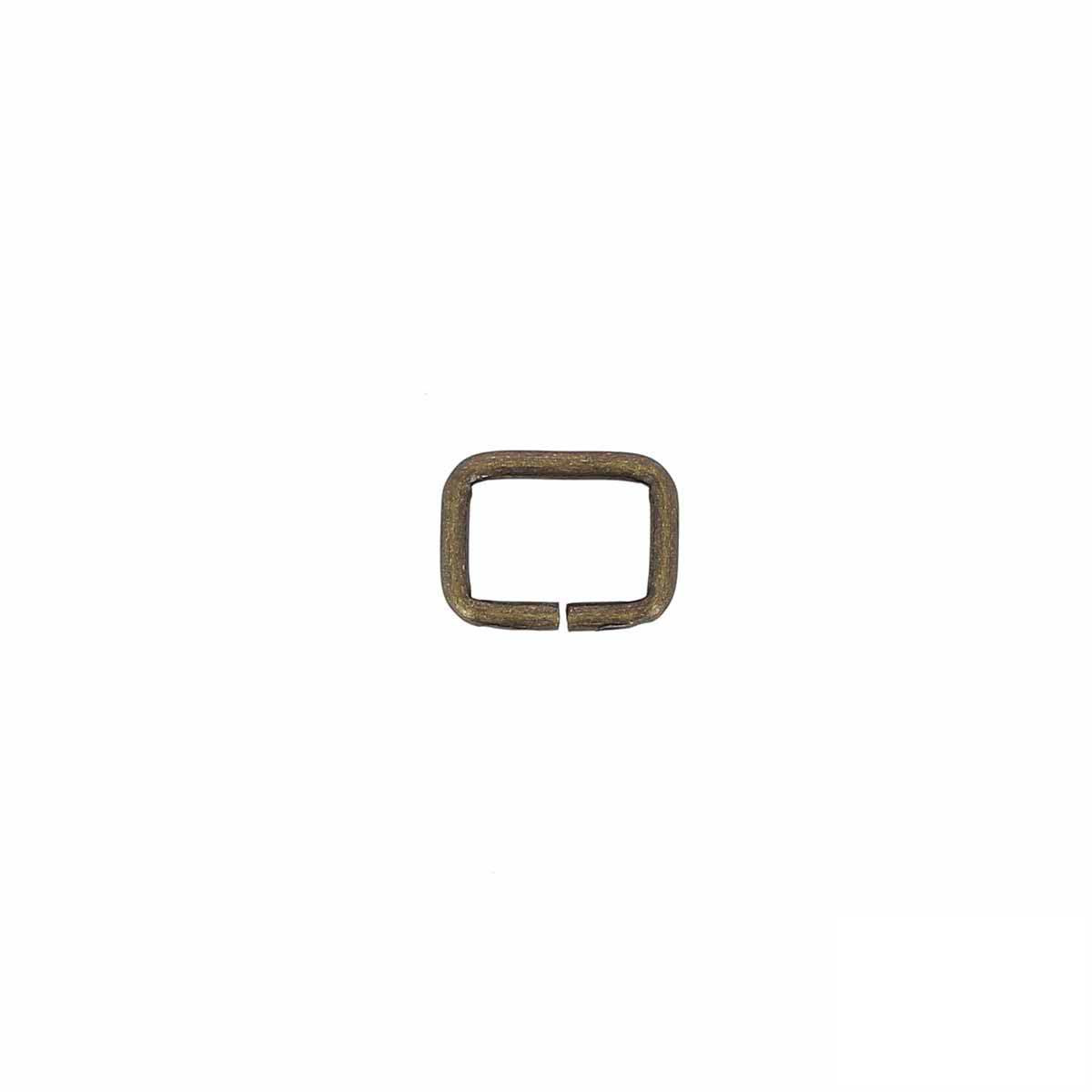 Passant rectangulaire en laiton vieilli, bouclerie fine, 12x8mm, pour bijoux ou artisanat en fil fin.