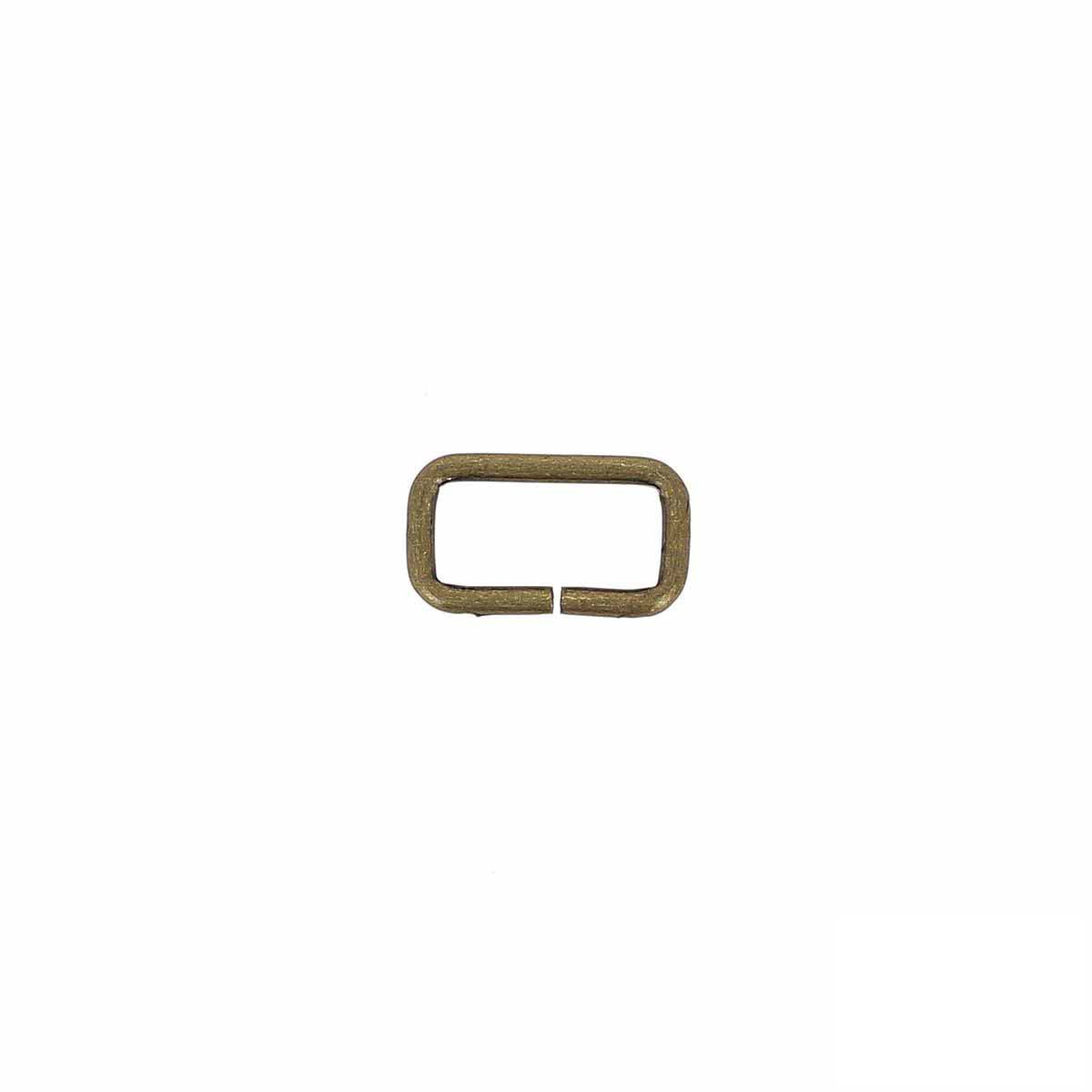 Passant rectangulaire en laiton vieilli, bouclerie fine, 14x7mm, pour bijoux ou créations artisanales.
