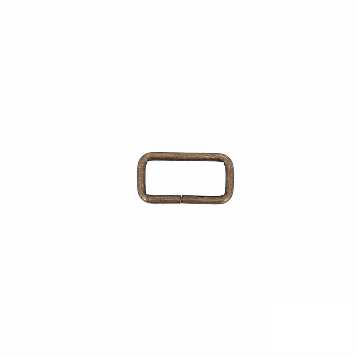 Passant rectangulaire en laiton vieilli, bouclerie fine de 16x7 mm pour bijoux ou créations artisanales.
