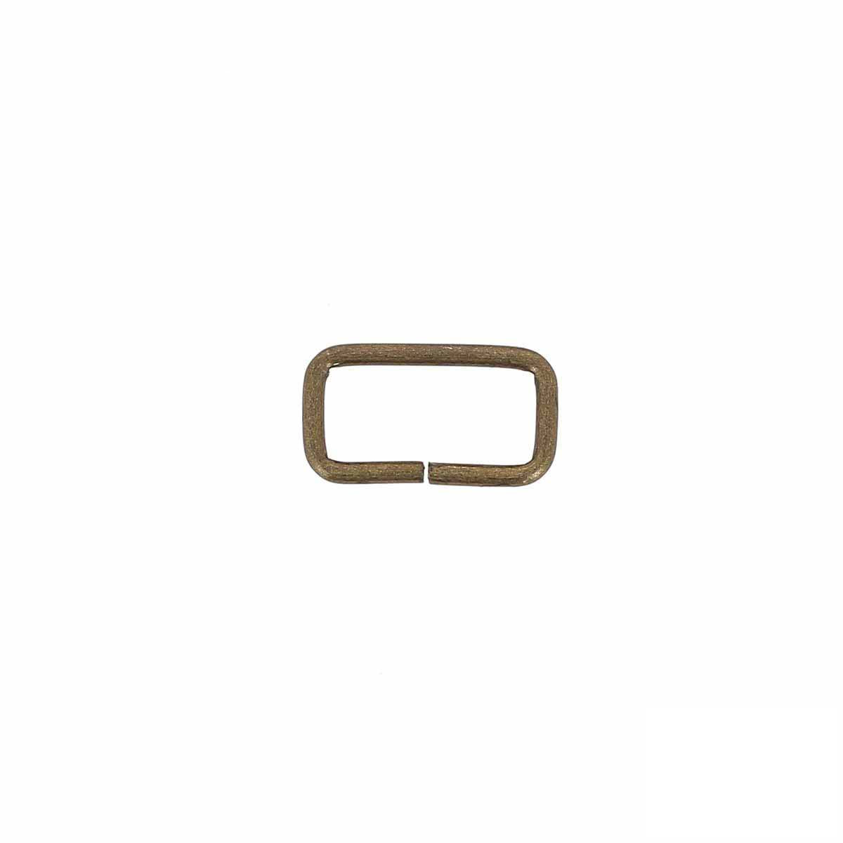 Passant rectangulaire en laiton vieilli, bouclerie fine, dimensions 18x8mm, pour bijoux ou créations artisanales.