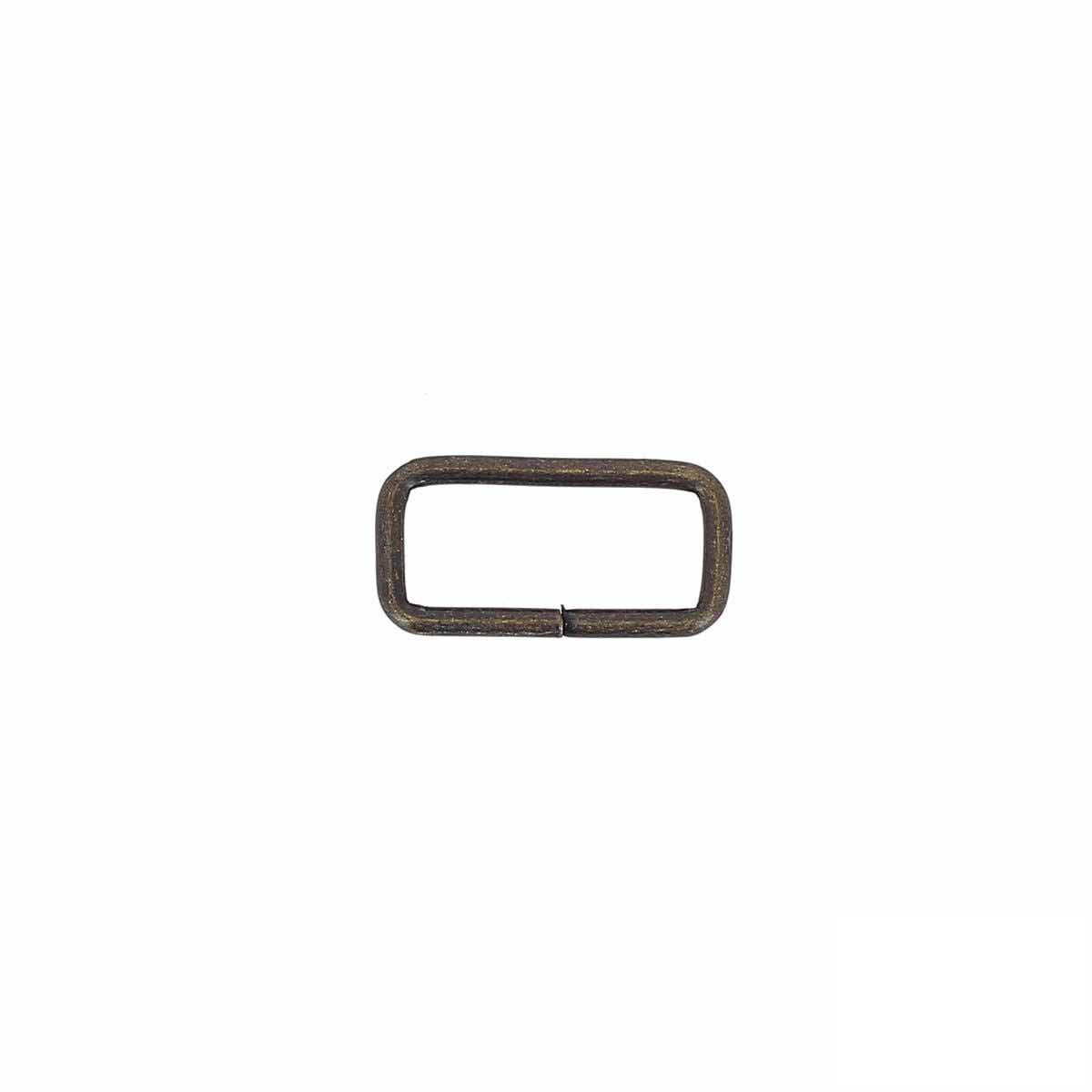 Passant rectangulaire en laiton vieilli, bouclerie fine, 20x8mm, pour bijoux ou artisanat, image montrant la finition vieillie.