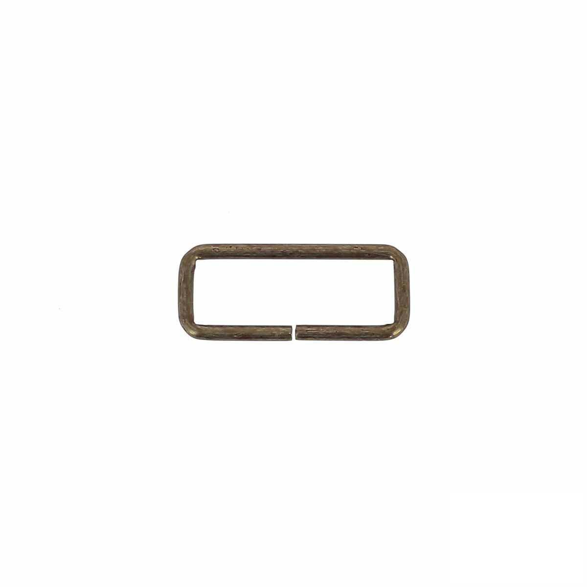 Passant rectangulaire en laiton vieilli, bouclerie fine, 25x8mm, pour bijoux ou créations artisanales.