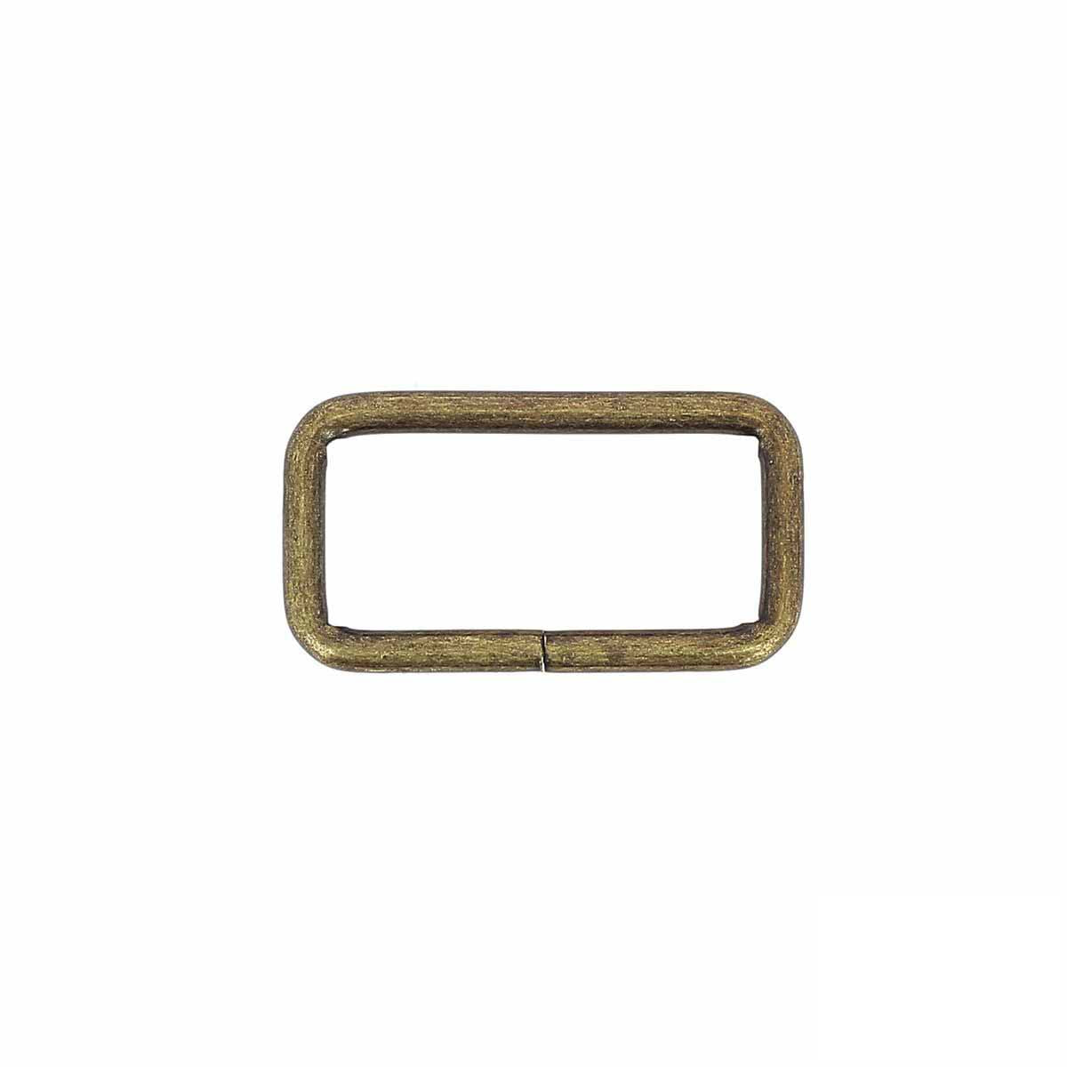 Passant rectangulaire en laiton vieilli, bouclerie fine, dimension 30x13mm, pour bijoux ou accessoires.